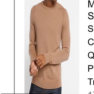 Express mens merino crew neck sweater in tan